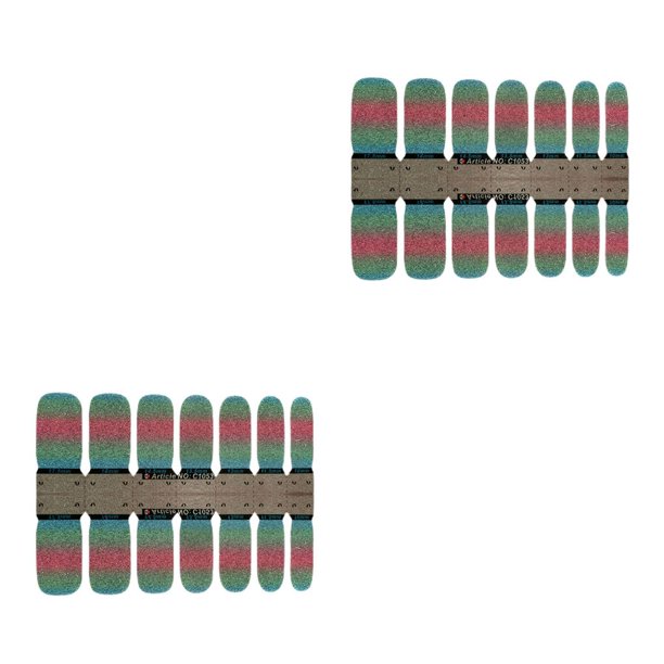 Jumpingount Calcomanía para uñas Gradiente Estilo autoadhesivo Patrón brillante Tipo de prensa Cobertura completa Puntas de manicura encantadoras C1053 C1053 2piezas Jumpingount CBP271588