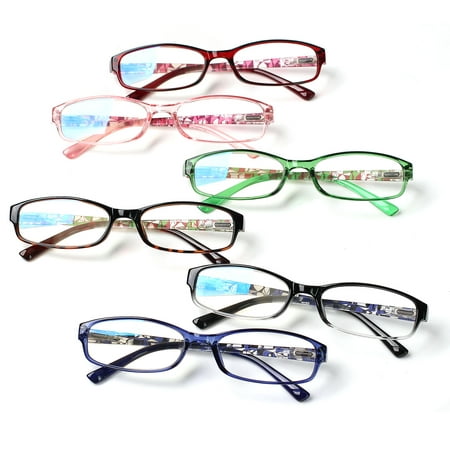 6 Pack Ladies Reading Glasses for Women Blue Light Blocking Spring Hinge Fashion Eyeglasses Readers for Women