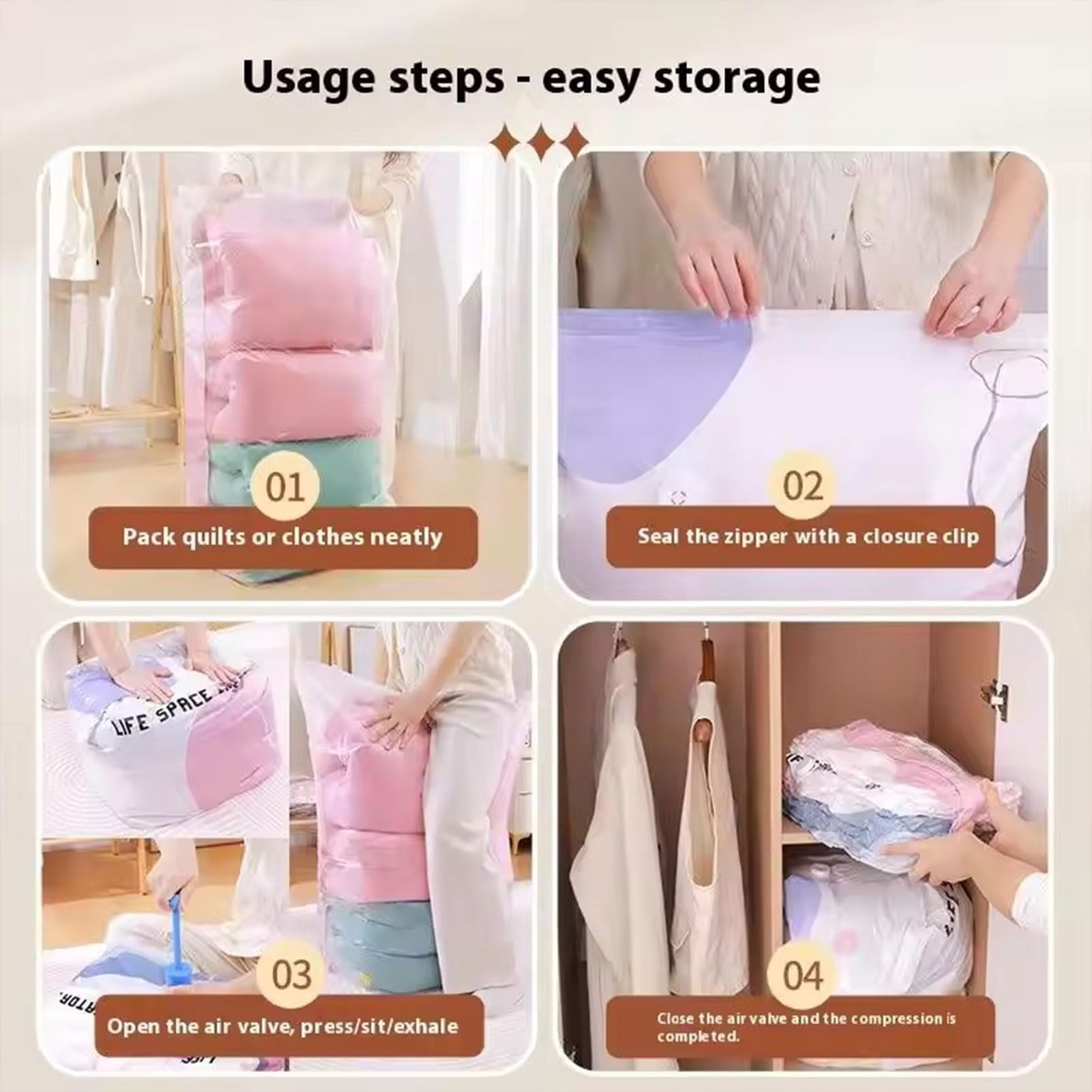 Better Life Space Bags, No Pump Compression Bags for Home