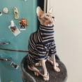 thumbnail image 3 of HEVIRGO Chemise pour Animaux de Compagnie à Col Haut Chat à Manches Courtes à Manches Courtes Vêtements à Rayures pour l'Automne Hiver, Rouge XS, 3 of 10