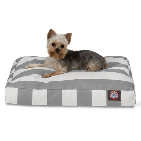 UPC: 0788995512493 | Majestic Pet | Vertical Stripe Shredded Memory Foam Rectangle Pet Bed For Dogs  Removable Cover  Gray  Small