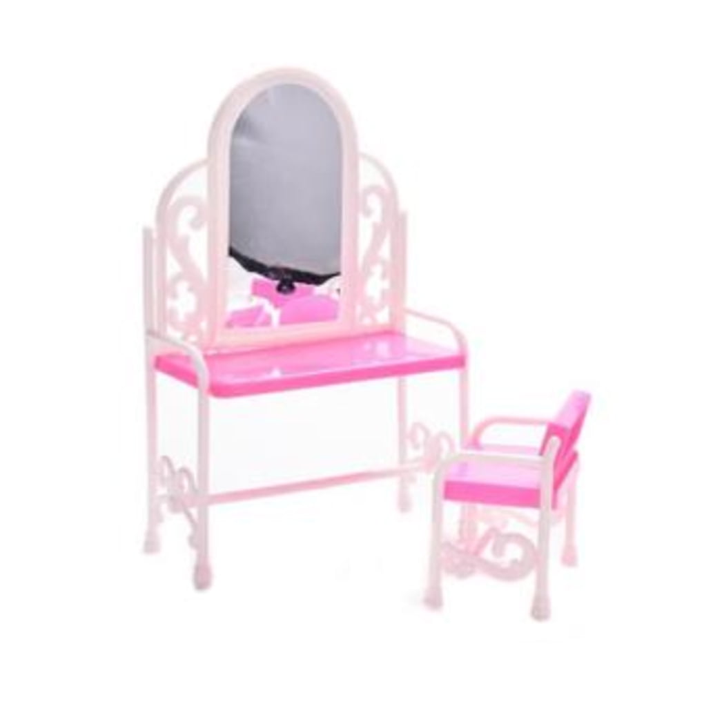 Workhe Make Up Dressing Cosmetics Desk Table Baby Doll Toy Chair