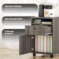 thumbnail image 3 of Mobile Filing Cabinet with Lockable Drawer, Open Shelf & Cabinet, 23.6" Compact Office Storage Cart on Wheels, Distressed Grey Particle Board for Home Office or Under Desk Use, 3 of 7