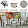 thumbnail image 5 of Sobaniilo 3 Piece Outdoor Rocking Bistro Set, Textilene Fabric Rocking Chair Set with Glass Table, for Lawn, Garden, Balcony, Poolside (Taupe), 5 of 9