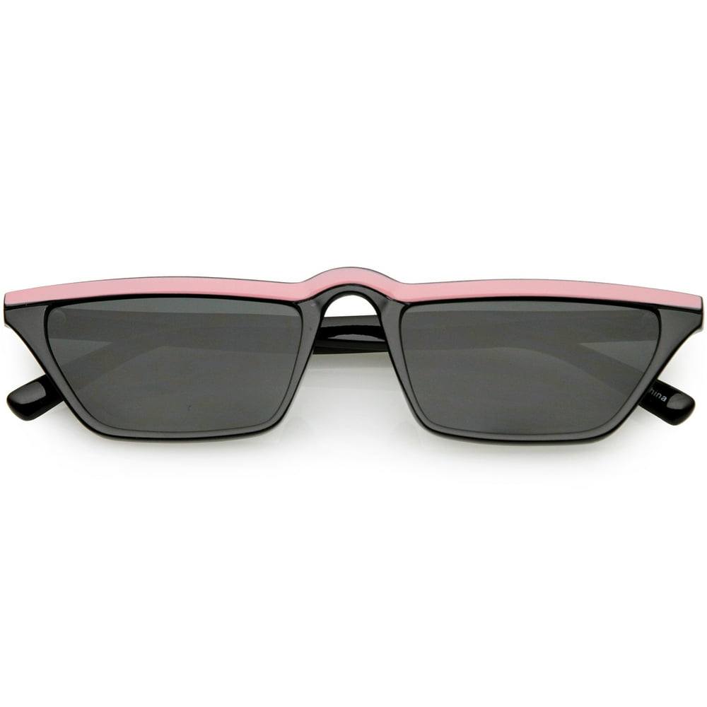 Sunglassla Retro Slim Rectangle Cat Eye Sunglasses Slim Arms Neutral Colored Lens 52mm Pink 