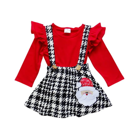 So Sydney Suspender Skirt 2 Piece Outfit, Girls Toddler Winter Christmas Holiday Dress Up Boutique
