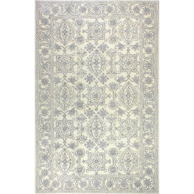 Bashian R129-IV-8X10-HG352 Bashian Greenwich Collection Geometric Contemporary Wool & Viscose Hand Tufted Area Rug, Ivory - 7 ft. 9 in. x 9 ft. 9 in.