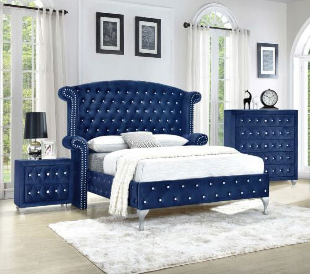 Modern 3Pc King Size Bed Chest Nightstand Set Master Bedroom Furniture ...