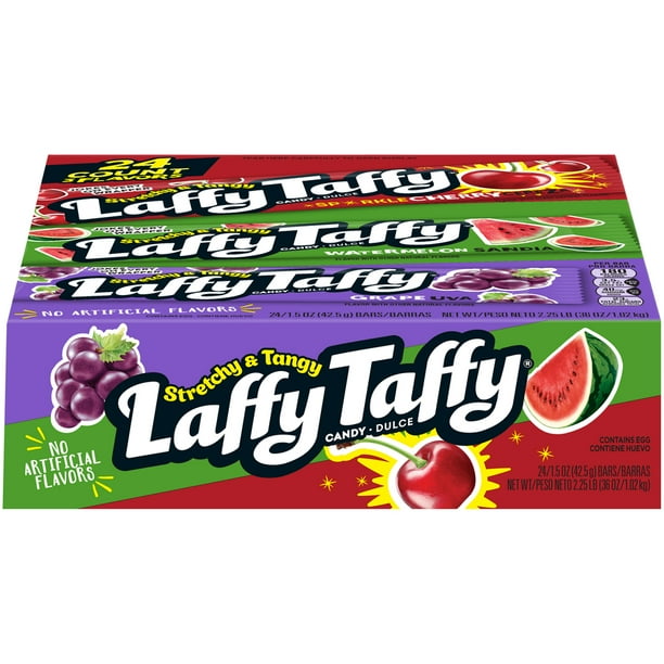 Laffy Taffy Sparkle Cherry Watermelon & Grape Chewy Candy Variety Pack