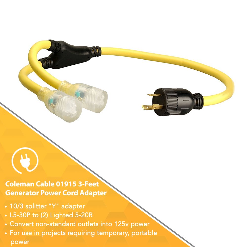 Coleman Cable 01915 3-Feet Generator Power Cord Adapter - image 4 of 6