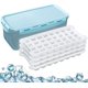 thumbnail image 1 of Silicone Ice Cube Trays and Ice Cube Storage Container Bin Set With Airtight Locking Lid, Fits in Home, Kitchen, Party 4 Packs / 128 Trapezoid Ice Cubes (white 4), 1 of 5