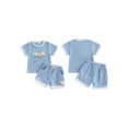 thumbnail image 2 of Loicainy Toddler Baby Girl Summer Waffled Clothes Set 9 12 18 24 Months 2T 3T 4T 3D Flower Short Sleeve Round Neck Tops Elastic Waist Shorts Outfit, 2 of 9