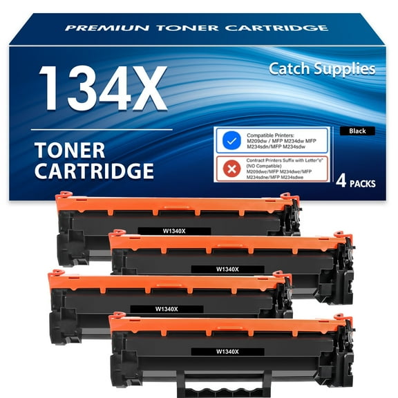 134X 134X Toner Cartridge (with Chip) Compatible for HP 134X W1340X 134A W1340A Toner for HP LaserJet M209dw MFP M234dw M234sdn M234sdw Printer Ink (Black, 4-Pack)