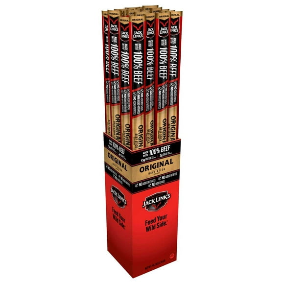 Jack Link's Original Beef Sticks, 1.84 oz, Protein-Rich Snack, 24 Count Box