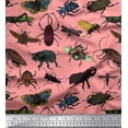 thumbnail image 1 of Soimoi Orange Modal Satin Fabric Beetle & Honey Bee Insects Decor Fabric Printed BTY 42 Inch Wide, 1 of 3