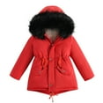 thumbnail image 2 of Spazoro Kids Girls Outwear Jackets, Hooded Warm Winter Cotton Cute Coats for Girls Red Size 5 T, 2 of 3