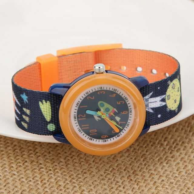 Waterproof Children Watch, Easy To Read Round Dial Adjustable Strap Cartoon Children Watch, Practical To Use For Boys Children Orange