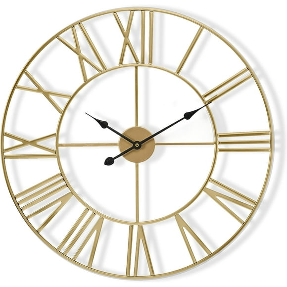 ERDS-Sorbus Large Wall Clock for Living Room Decor, (30CM) 12 Inch Wall Clock Decorative, Metal Analog Roman Numeral Wall Clock Modern Wall Clocks - Large Clock Home Decor (Gold)