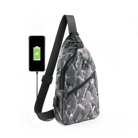 Men Crossbody Chest Backpack Messenger Shoulder Sling Bag Daypack with USB Charging for Travel