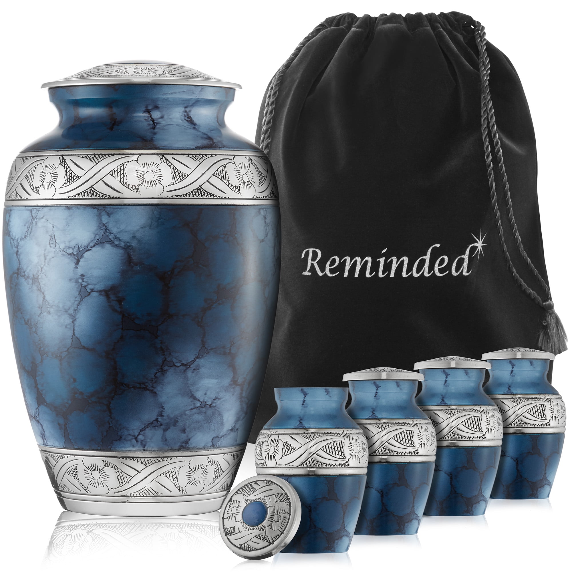 Reminded Cremation Urns Set for Human Ashes - 1 Adult + 4 Keepsake