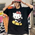 thumbnail image 4 of Kawaii Hello Kitty Shirt Y2k Top Women Clothes Cotton Japanese Sanrio Kuromi Short Sleeve T-shirt Female Couple Loose Streetwear, 4 of 16