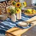 thumbnail image 4 of Abstract Blue Moire Round 13 Inch Placemats Set of 4, Gradient Coastal Ocean Geometric Waves HeatResistant Non Slip Place Mats for Dining Table, Wipeable Braided Kitchen Table Mats for Housewarming, 4 of 9