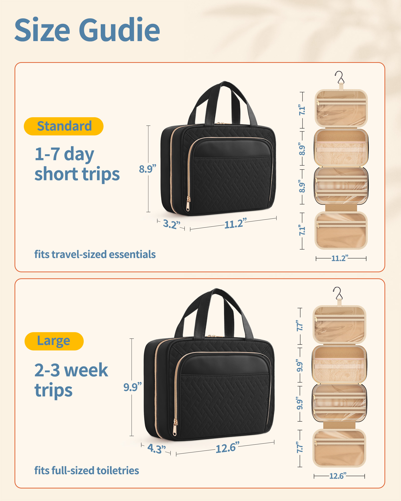 HOTOR Waterproof Hanging Toiletry Bag Black photo 5