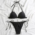 thumbnail image 2 of Women Fashion Solid Color Sexy Taping Backless Bikini Swimsuit, 2 of 5