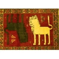 thumbnail image 1 of Ahgly Company Machine Washable Indoor Rectangle Animal Yellow Traditional Area Rugs, 7' x 9', 1 of 4