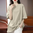 thumbnail image 2 of yillto Womens Oversized Shirts Short Sleeve Baggy Summer Casual Tees Basic Crew Neck T Shirts Tops, 2 of 5