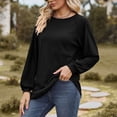 thumbnail image 5 of IMENGL Long Sleeve Shirts for Women Casual Knit Loose Fit Length Relaxed Fit Daily Wear Fall Weekend Travel Layering T-Shirt Soft Women's Basic Tee Long Sleeve Tops,Black, 5 of 6