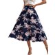 thumbnail image 3 of VISgogo Falda larga para mujer, cintura elástica, estampado floral, volantes, dobladillo grande, línea A, faldas casuales, S/M/L/XL VISgogo  moda, 3 of 7
