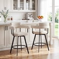 thumbnail image 3 of Zesthouse 26" Counter Height Swivel Barstools, Linen Upholstered Bar Stools Set of 2, Metal Base, Beige, 3 of 12