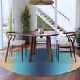 thumbnail image 3 of Round Rugs 5Ft, Blue Teal Yellow Ombre Round Area Rug Washable Indoor Throw Carpet, Farmhouse Modern Gradient Art Soft Non Slip Circle Rug for Cabinet Bathroom Home Decor Aesthetic, 3 of 8