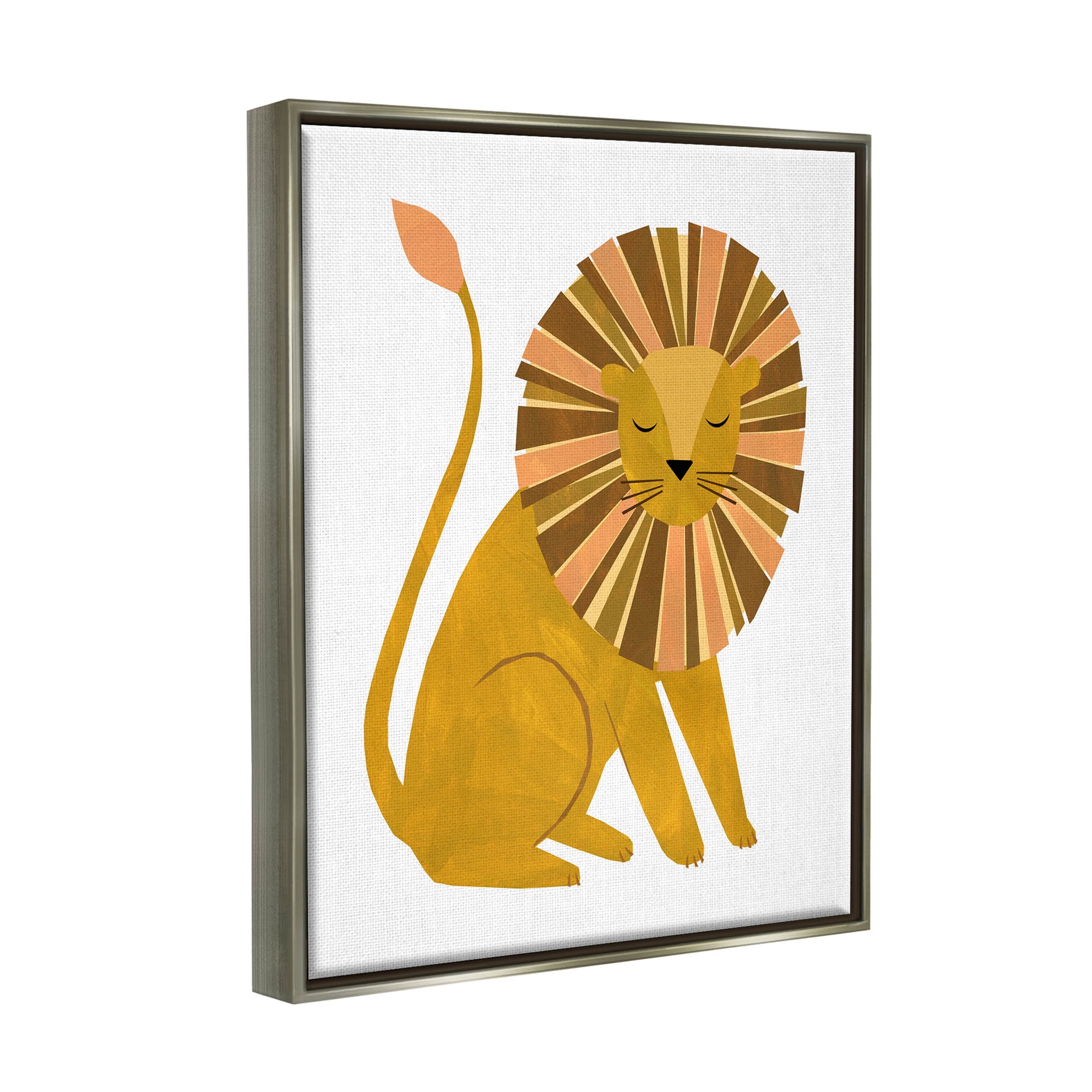 Stupell Industries Fun Lion Mane Wildlife Graphic Art Luster Gray Floating Framed Canvas Print Wall Art, Design by Emily Kopcik