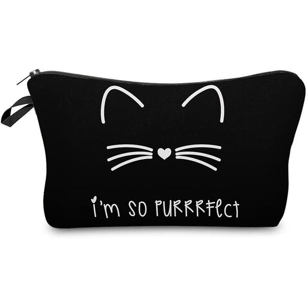 Bolsa de cosméticos de viaje Bolsa de maquillaje I'm So Purrrfect Cat para mujeres Loomiloo Bolsas de viaje pequeñas impermeables con cremallera Lindo bolsa de accesorios de viaje