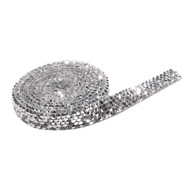 Vestido de 1 talla con ribete de costura patrón de cristal cinta aplicadora de diamantes de imitación termoendurecible y aplique de hierro de Tela de costura y artesanía blanco plateado 20 mm Billuyoard HA7767-03B