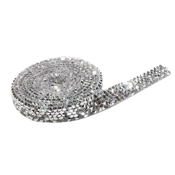 Moyic Vestido de 1 talla con ribete de costura patrón de cristal cinta aplicadora de diamantes de imitación termoendurecible y aplique de hierro de Tela de costura y artesanía blanco plateado 20 mm Moyic HA7767-03B