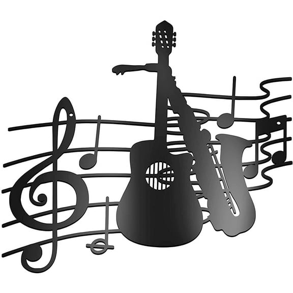 HELLOYOUNG Music Metal Wall Art Guitar and Saxophone Metal Hanging Sculpture for Living Room/Home Decoration