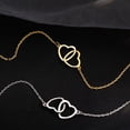 thumbnail image 5 of Collar de doble corazón de melocotón con aleación de metal de estilo frío, collar de amor compacto entrelazado con anillo para mujer, 5 of 5