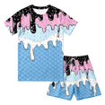 thumbnail image 4 of HAYIMI Ice Cream Print Boys Outfit Sets O-Neck Short Sleeve T-Shirts With Shorts Two Piece Summer Outfit Sets For Kids Comfort Clothes Sets, 4 of 4
