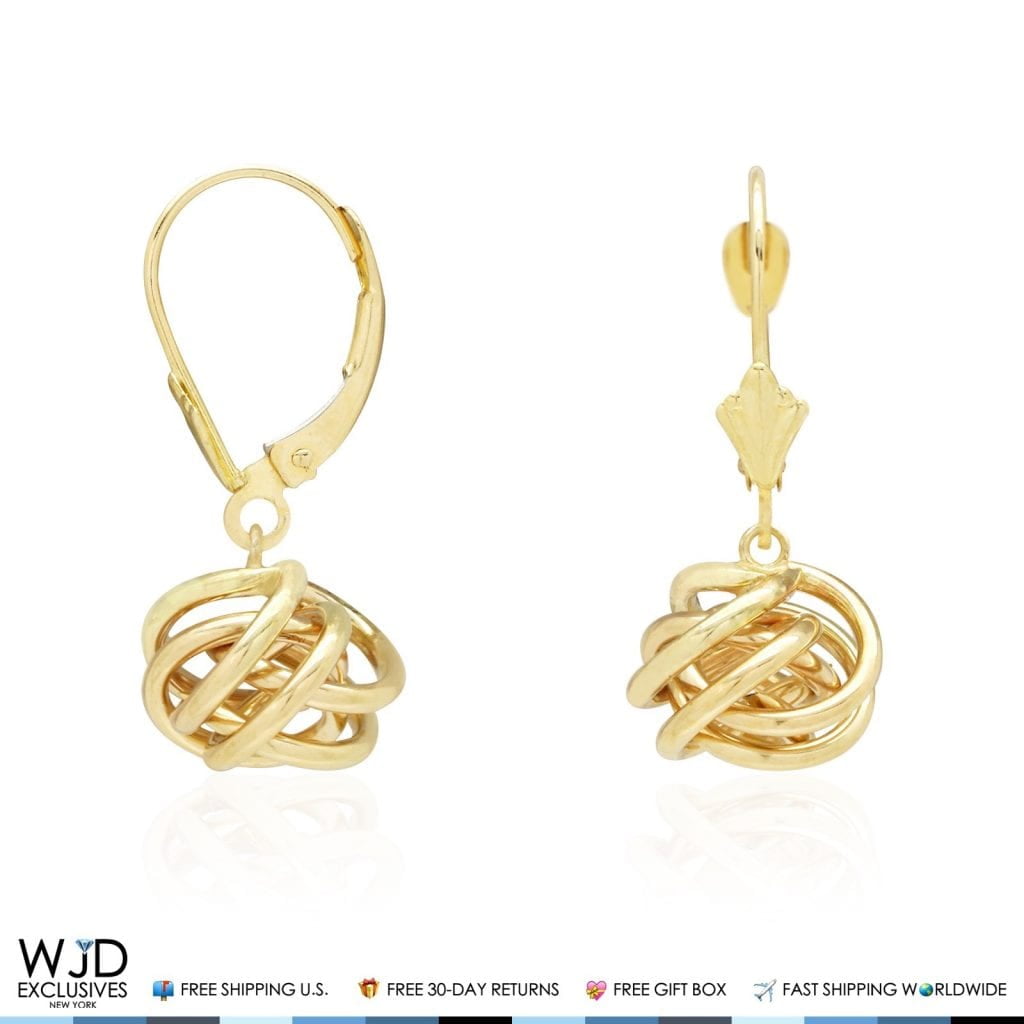 Knot Lever Back Earrings In 14K Yellow Gold