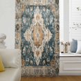 thumbnail image 6 of Green Orange Boho Sheer Curtains 45 Inches Long, Ethnic Vintage Southwestern Geometric Light Filering Curtains, Breathable Simi Curtain Privacy Drapes for Kitchen Bathroom Small Window Treatment, 6 of 9