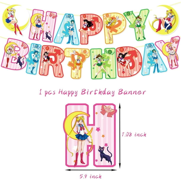 Sailor Moon Décoration D'Anniversaire Set 52 Pcs, Sailor Moon Ballon