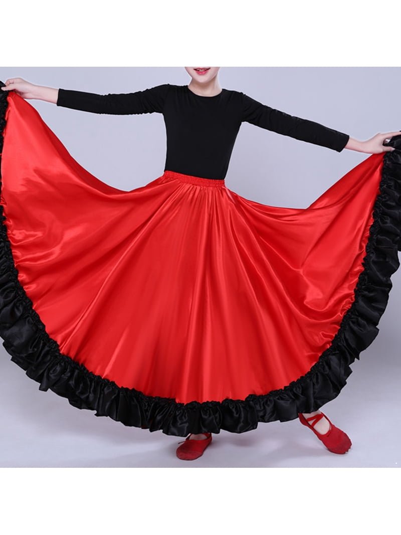 Satin 32 Yard 5 Tiered Gypsy Skirt Belly Dance Tribal Ruffle Jupe