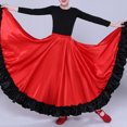 thumbnail image 3 of iiniim Kids Girls Ruffles Layers Long Skirt Spanish Flamenco Belly Dance Skirts Gypsy Folklorico A Red 180 Degree 7-8, 3 of 7