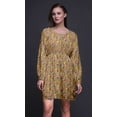thumbnail image 2 of Bimba Brown Artistic Dragonfly & Floral Printed Relaxed Fit Women Long Sleeve Button Down Midi Dress-XXX-Large, 2 of 7