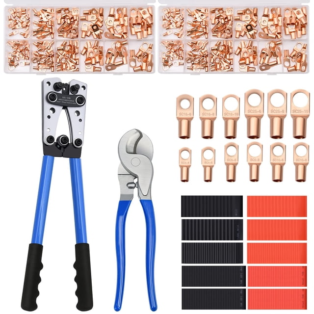Kit de herramientas para prensar terminales de cables de batería Mdvora con cobre 340