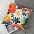 thumbnail image 7 of Acheng Pack of 2 Waterproof Outdoor Colorful Flowers Throw Pillow Covers Decorative Orange Floral Print Pillow Cases for Sofa Couch Square Garden Patio Funiture Bench 24x24in, 7 of 7
