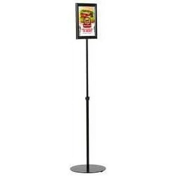 M&T Displays Pedestal Adjustable Telescoping Menuboard, Aluminum Profile, Black Double Sided Slide-In Poster Frame, 8.5x11 inch Document, Brochure, Sign Holder (Black - 1 Pack)